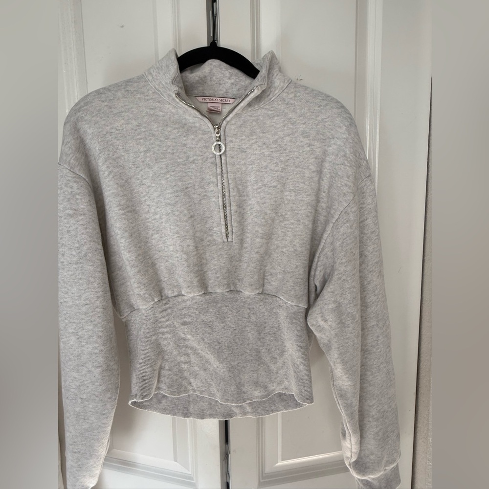 Victoria's Secret Light Gray Cropped Sweatshirt